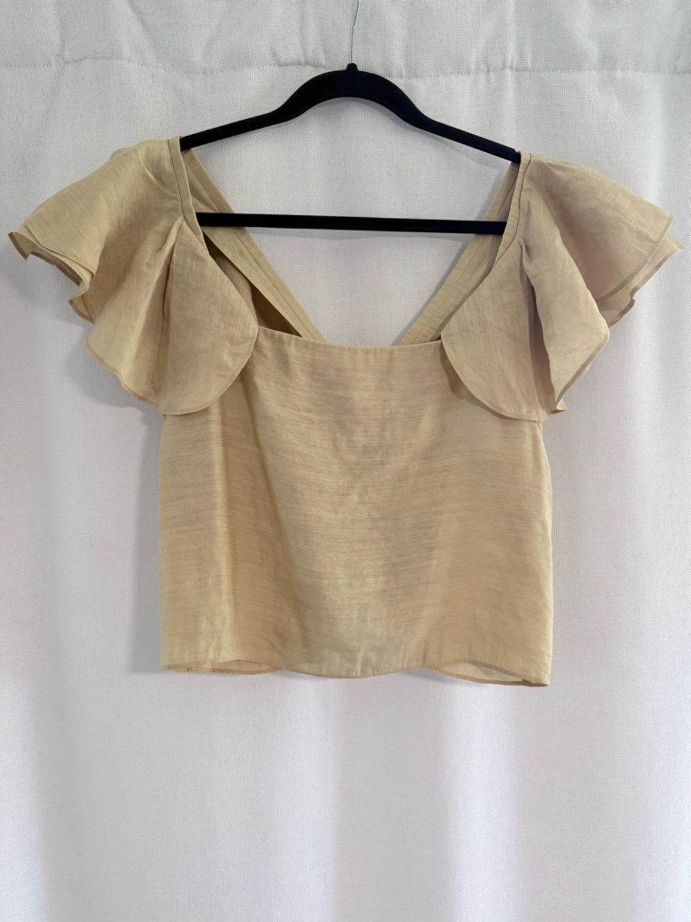 Vince Ruffle Sleeve Cami Top Women’s M Wheat Beige